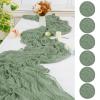 6 Pack Sage Green Cheesecloth Table Runner,10FT Gauze Boho Long Cheesecloth Table Runner 35x120inch Rustic Cheese Cloth Table Runner for Wedding Party Bridal Shower,Dinner Table Decorations view 1