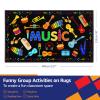 ABCarpet Music Classroom Rug Carpet 7'5"x13' Music Room Rug Kids Room Guitar Carpet Non Slip Washable Soft Black Classroom Playmat for Elementary, Preschool, Nursery, Playroom view 2