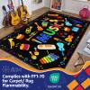 ABCarpet Music Classroom Rug Carpet 7'5"x13' Music Room Rug Kids Room Guitar Carpet Non Slip Washable Soft Black Classroom Playmat for Elementary, Preschool, Nursery, Playroom view 4
