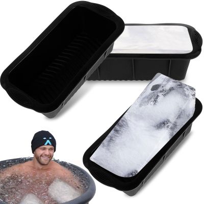 3Pcs Extra Large Ice Mold Silicone Ice Block Maker 105.12.8 Inch Ice Block Mold Reusable Large Ice Cube Tray Dishwasher Safe Ice Cube Maker Container Durable Ice Bath Chiller for Home(Black)