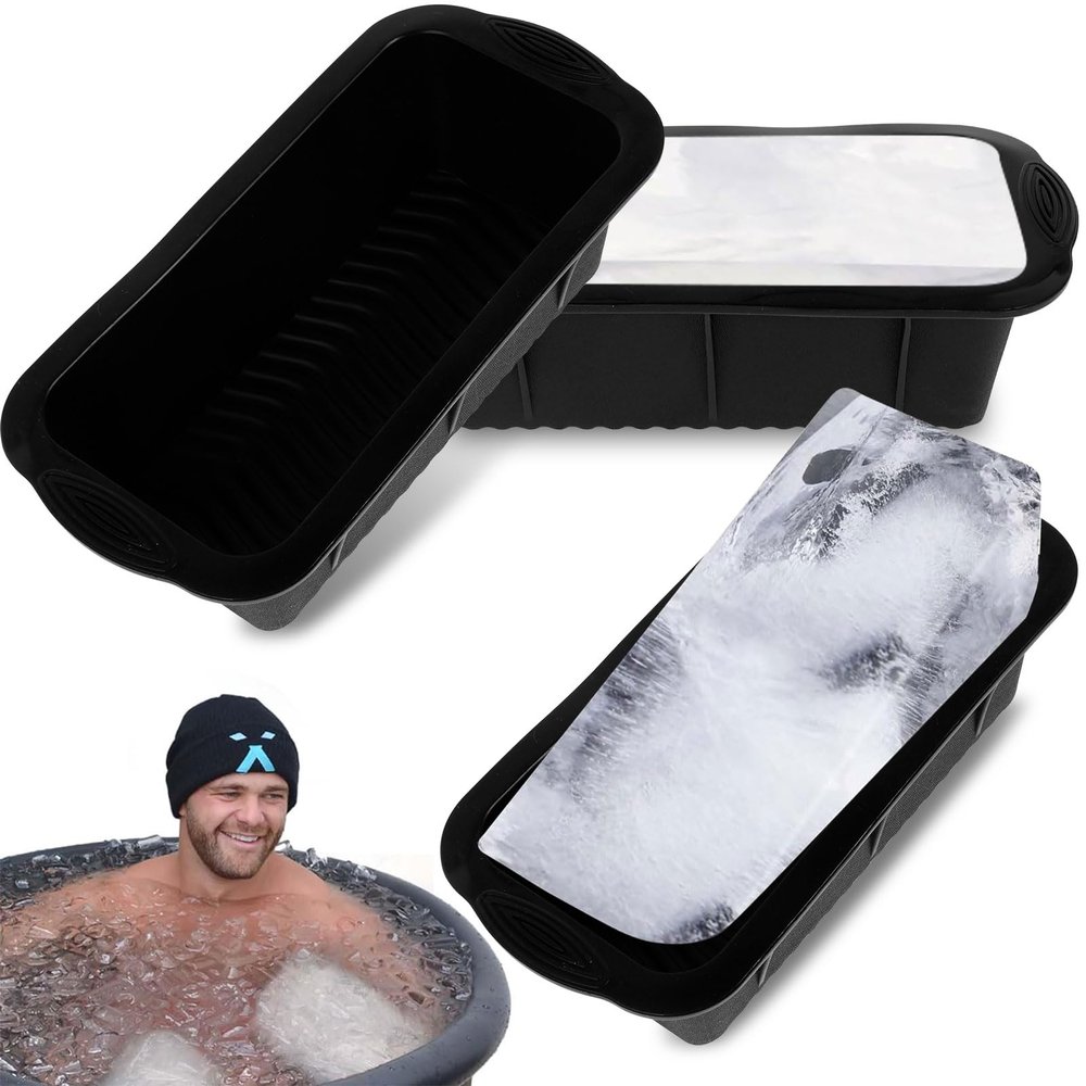 3Pcs Extra Large Ice Mold Silicone Ice Block Maker 105.12.8 Inch Ice Block Mold Reusable Large Ice Cube Tray Dishwasher Safe Ice Cube Maker Container Durable Ice Bath Chiller for Home(Black)