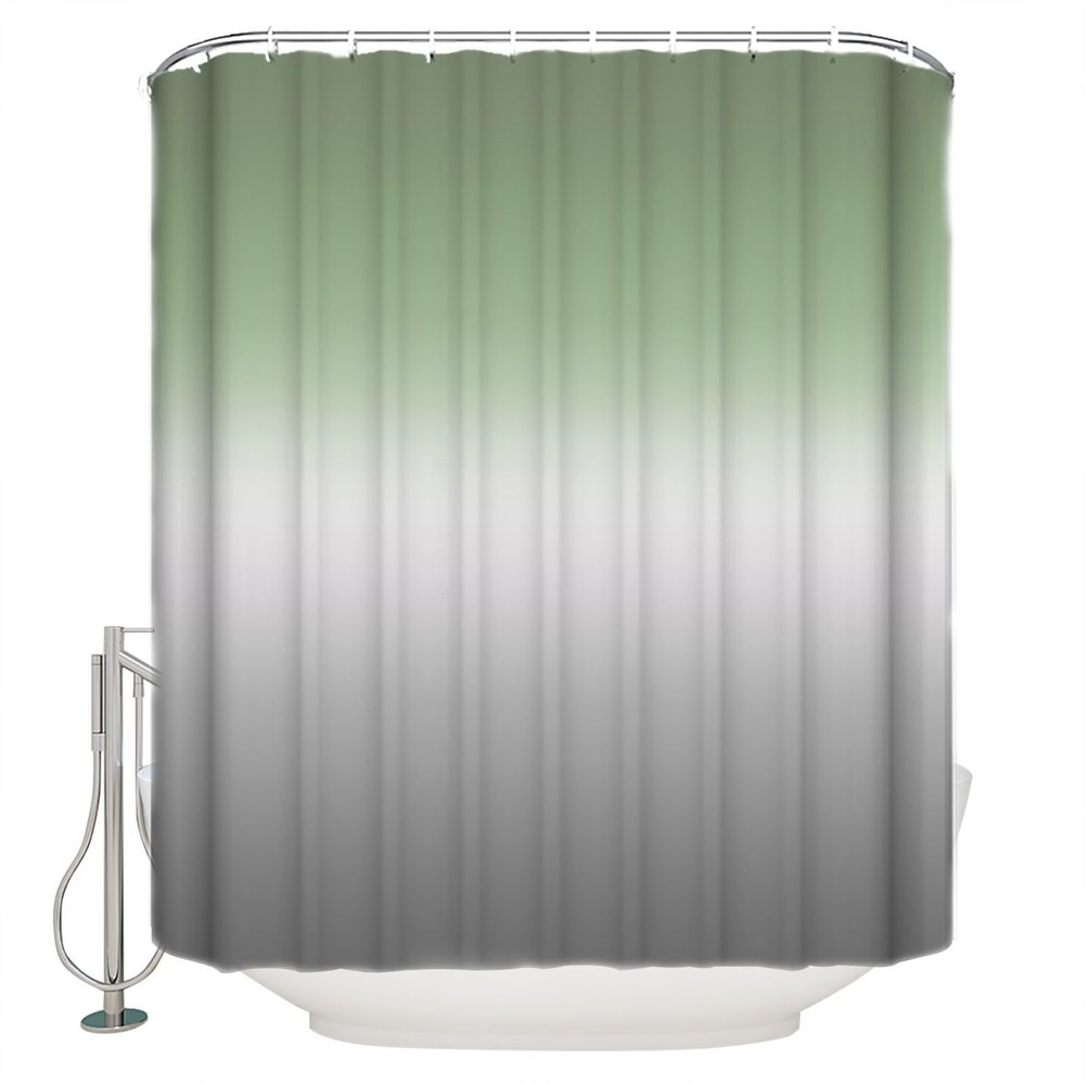 Ombre Sage Green Shower Curtain Set with Hook 72" x 78",Washable Cloth Polyester Fabric Shower+Curtain,Waterproof Bath Curtains for Bathroom,Showers,Bathtubs Decor Minimalist Contemporary Grey