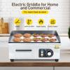 22-Inch Commercial Electric Grill 1600W Electric Countertop Grill Non-Stick Electric Grill Plate 110V Teppanyaki Flat Grill Stainless Steel Adjustable Temperature Control 122F-572F (with plug) view 2