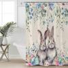 Easter Rabbits Shower Curtain Set with Hook 72" x 78",Washable Cloth Polyester Fabric Shower+Curtain,Waterproof Bath Curtains for Bathroom,Showers,Bathtubs Easter Eggs Farmhouse Country Leaves Herb view 1