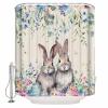 Easter Rabbits Shower Curtain Set with Hook 72" x 78",Washable Cloth Polyester Fabric Shower+Curtain,Waterproof Bath Curtains for Bathroom,Showers,Bathtubs Easter Eggs Farmhouse Country Leaves Herb view 2