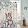 Easter Rabbits Shower Curtain Set with Hook 72" x 78",Washable Cloth Polyester Fabric Shower+Curtain,Waterproof Bath Curtains for Bathroom,Showers,Bathtubs Easter Eggs Farmhouse Country Leaves Herb view 3