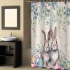 Easter Rabbits Shower Curtain Set with Hook 72" x 78",Washable Cloth Polyester Fabric Shower+Curtain,Waterproof Bath Curtains for Bathroom,Showers,Bathtubs Easter Eggs Farmhouse Country Leaves Herb view 4