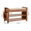 HotcoS Bamboo 2 Tiers Shoe Rack Shoe Bench with Seat Cushion, Hallway Shoe Storage Bench Organizer with Drawer view 2