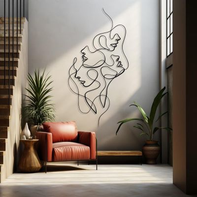 Abstract Woman Face Metal Wall Art, Woman Metal Wall Art, Minimalist Line Art Decor, Female Metal Wall Art, Metal Wall Art for Living Room Bathroom Bedroom, Love Gift (12"x24"|30x60cm, Black)