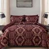 WONGS BEDDING Burgundy Comforter Set Queen Size, Maroon Damask Texture 7 Pieces Bed in a Bag Microfiber Comforter Bedding Sets -1 Comforter, 1 Flat Sheet, 1 Fitted Sheet, 2 Pillow Shams, 2 Pillowcases view 1