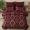 WONGS BEDDING Burgundy Comforter Set Queen Size, Maroon Damask Texture 7 Pieces Bed in a Bag Microfiber Comforter Bedding Sets -1 Comforter, 1 Flat Sheet, 1 Fitted Sheet, 2 Pillow Shams, 2 Pillowcases view 3