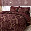WONGS BEDDING Burgundy Comforter Set Queen Size, Maroon Damask Texture 7 Pieces Bed in a Bag Microfiber Comforter Bedding Sets -1 Comforter, 1 Flat Sheet, 1 Fitted Sheet, 2 Pillow Shams, 2 Pillowcases view 4