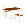 Elegant MZAV3-WHI-W Dining Table Set - Asian Hardwood, Buttermilk & Cherry Finish, Drop-Leaf Table, 2 Wooden Chairs, Storage Drawers, Comfortable & Stylish view 1