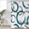 Geometric Teal Shower Curtain Set with Hook 72" x 96",Washable Cloth Polyester Fabric Shower+Curtain,Waterproof Bath Curtains for Bathroom,Showers,Bathtubs Decor Modern Abstract Painting Circles Gray view 1