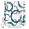 Geometric Teal Shower Curtain Set with Hook 72" x 96",Washable Cloth Polyester Fabric Shower+Curtain,Waterproof Bath Curtains for Bathroom,Showers,Bathtubs Decor Modern Abstract Painting Circles Gray view 2