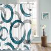 Geometric Teal Shower Curtain Set with Hook 72" x 96",Washable Cloth Polyester Fabric Shower+Curtain,Waterproof Bath Curtains for Bathroom,Showers,Bathtubs Decor Modern Abstract Painting Circles Gray view 3