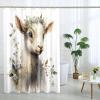 TPHIHPT Cute Goat Shower Curtain Watercolor Animal Shower Curtain Kawaii Pattern Shower Curtain Bathroom Decor Polyester Fabric-72" x 72" view 2