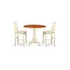 Elegant 3-Piece Dining Set: Space-Saving Asian Hardwood Table & Chairs with Microfiber Seats. Buttermilk Base with Cherry Seats & Table Top. view 1