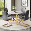 AISYKOD Modern Marble Round Dining Table & Upholstered High Back PU Leather Chairs - 42" Faux Marble Dining Room Set for Kitchen, Office, Cafe & Small Spaces view 1
