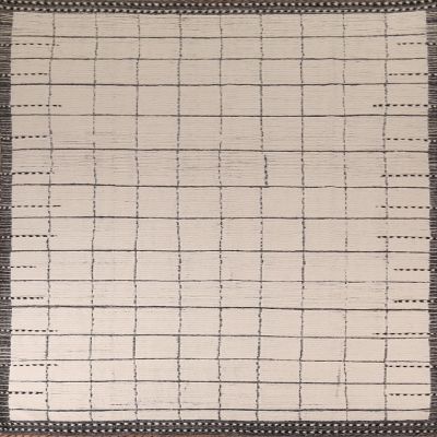 Rug Source Modern Collection 9x13 Moroccan Area Rug, Hand-Knotted/Hand-Woven Beige & Ivories Checkered/Abstract Rug, Oriental Wool Carpet for Bedroom, Living Room, and Dining Room