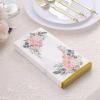 20 White 2 Ply Disposable Dinner Paper Napkins Peony Flower Print Gold Edge Party Events Reception Decorations Supplies view 2