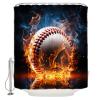 Baseball Shower Curtain Set with Hook 72" x 96",Washable Cloth Polyester Fabric Shower+Curtain,Waterproof Bath Curtains for Bathroom,Showers,Bathtubs Decor Sports Theme Gradient Orange Blue Black view 1