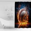 Baseball Shower Curtain Set with Hook 72" x 96",Washable Cloth Polyester Fabric Shower+Curtain,Waterproof Bath Curtains for Bathroom,Showers,Bathtubs Decor Sports Theme Gradient Orange Blue Black view 2