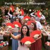 JOHOUSE 28 PCS Fabric Folding Hand Fans, 8.3 Inch Red Fabric Folding Fans view 2