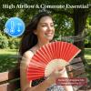 JOHOUSE 28 PCS Fabric Folding Hand Fans, 8.3 Inch Red Fabric Folding Fans view 4