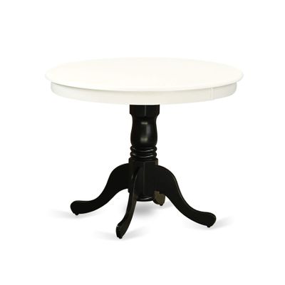 36" Round Dinette Table in Luxurious Linen White and Black - Cozy and Inviting Dining Area - Soft Rounded Bevel - Versatile and Stylish Kitchen Addition