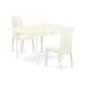Ergode 3-Piece Modern Dining Table Set - Robust Wood Table with Drop-Down Leaves and 2 Wood Chairs - Linen White Finish view 1