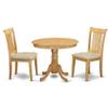 Sleek Oak Kitchen Table Set - Round Table & 2 Chairs for Small Spaces - Elegant Finish - Ideal for Kitchen or Dining Area view 1