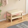 HotcoS Small Entryway Bench, Wooden Shoe Organiser Storage Storage with PU Leather Seat 2 Tire Small Shoe Rack Unit view 2