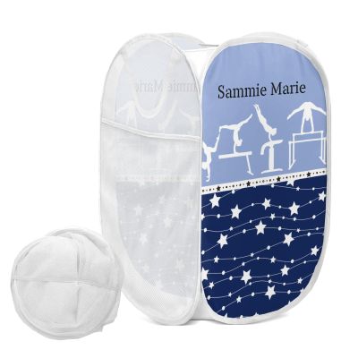 Gymnast Move Blue Stars Storage Basket Laundry Hamper Bag Basket for Washing Clothes Bin Bag Dirty Cloth Toy Storage Hamper Bag