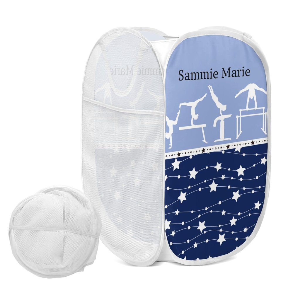 Gymnast Move Blue Stars Storage Basket Laundry Hamper Bag Basket for Washing Clothes Bin Bag Dirty Cloth Toy Storage Hamper Bag
