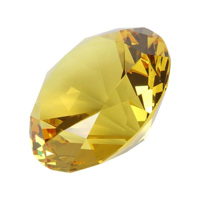 homeemoh Crystal Diamond Paperweight 30mm (1.18") Glass Faceted Diamond Ornaments for Wedding Favor Table Centerpieces Home Deco (Yellow)