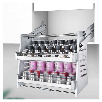 XLTFUC Pull Down Cabinet Organizer,2 Tier Pull Down Shelf,Kitchen Shelf Lifting Basket,Suitable for Kitchen,Bar,Cafe Cabinet and Pantry,Load Bearing 20kg (Size : 765x555x275mm)