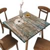 AngelSept Elastic Edge Fitted Square Tablecloth, Old Wooden Farm Style Polyester Table Cover, for Indoor Restaurant or Outdoor Patio Party Dining, Fit for 24" x 24"Square Table view 1