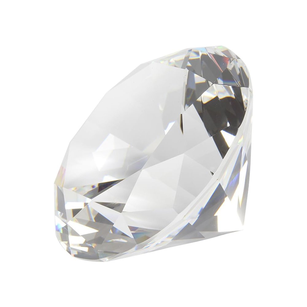 homeemoh Crystal Diamond Paperweight 80mm (3.15") Glass Faceted Diamond