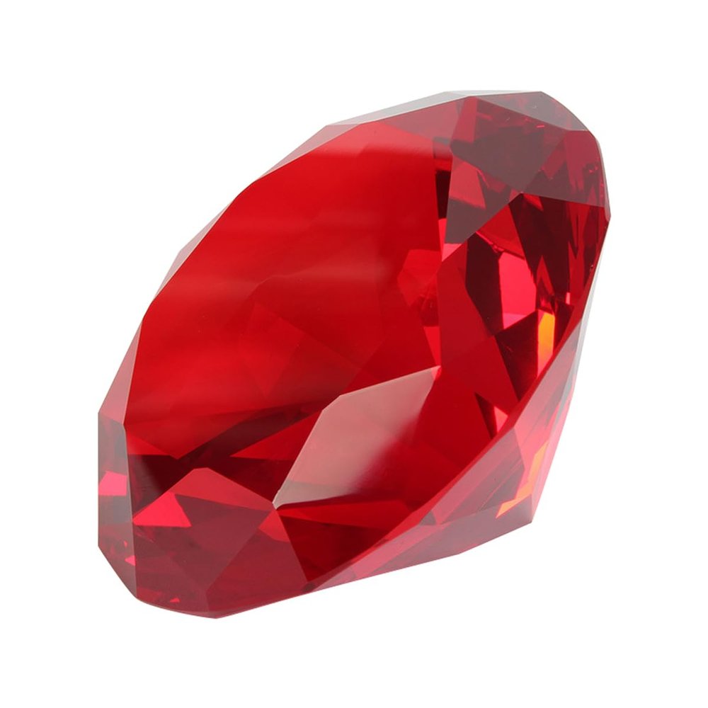 homeemoh Crystal Diamond Paperweight 40mm (1.57") Glass Faceted Diamond Ornaments for Wedding Favor Table Centerpieces Home Deco (Red)