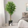 Artificial Tree in Contemporary Granite Effect Planter, Fake Ficus Silk Tree for Indoor and Outdoor Home Decoration - 66" Overall Tall (Plant Pot Plus Tree) view 3