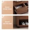 HotcoS 2 Tiers Shoe Rack Solid Wood Shoe Bench with Seat Cushion, Hallway Shoe Storage Bench Organizer with Drawer view 2