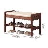 HotcoS Shoe Rack, 2 Tier Wooden Bench Storage Organiser with Seat Cushion, Hallway Shoe Storage Bench Organizer, 60cm view 3