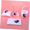 JOINPAYA 4pcs Wedding Pillow Flower Basket -Color Flowers Includes Notebook Pen Holder for Bride Elegant Bridal Accessories for Ceremony view 4