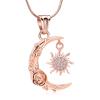 Minicremation Cremation Jewelry Crescent Sun and Moon Urn Necklaces for Ashes Crescent Moon Rose Cremation Jewelry for Women Men Memorial Human Ashes Pendant view 1