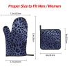 3 pcs Oven Mitts and Pot Holders Set High Heat Resistant Oven Glove and Hot Pads Washable Kitchen Oven Mittens Black Spots Non-Slip Potholder for Cooking Baking Grilling view 3