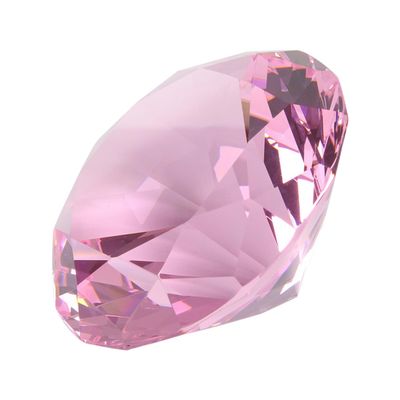 homeemoh Crystal Diamond Paperweight 40mm (1.57") Glass Faceted Diamond Ornaments for Wedding Favor Table Centerpieces Home Deco (Pink)