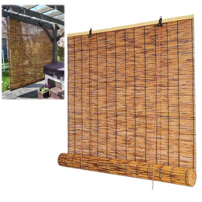 70% Blackout Bamboo Roller Window Shades Brown Bamboo Blinds Home Privacy Bamboo Roll Up Blinds With Lifter, Cordless Reed Roman Curtains Heat Insulation For Outdoor Home Office ( Size : 25 Inch W x 6