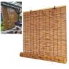 70% Blackout Bamboo Roller Window Shades Brown Bamboo Blinds Home Privacy Bamboo Roll Up Blinds With Lifter, Cordless Reed Roman Curtains Heat Insulation For Outdoor Home Office ( Size : 25 Inch W x 6 view 1
