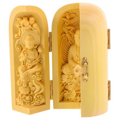 Ciieeo Classic Buddha Statue Wood Craft Home Decor Buddhist Decor Zen Garden Statues Outdoor Random Style